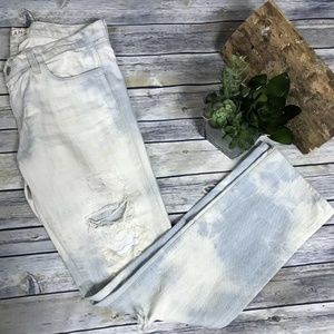 J Brand Low rise pencil leg light wash destroyed